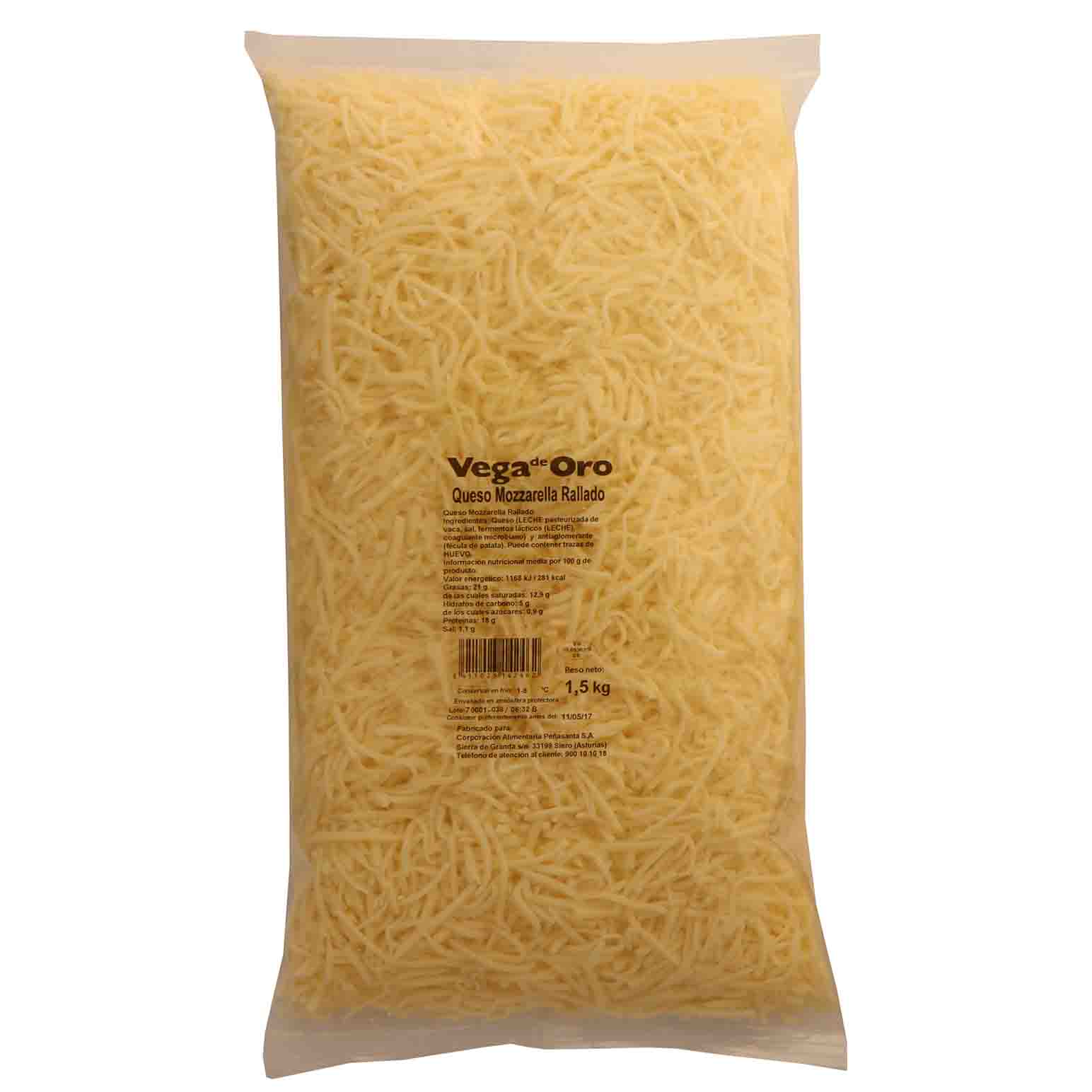 MOZZARELLA 100% VEGA DE ORO 1.5KG.      