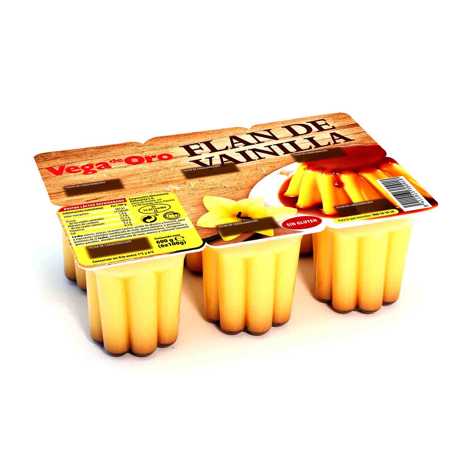 FLAN VAINILLA 6*100 V.ORO               